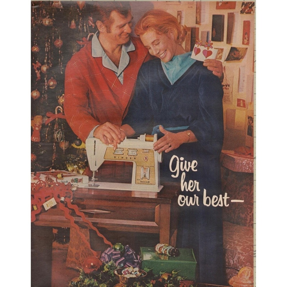 Singer Sewing Machine Christmas Gift Give Her Our Best‎ Vintage Print Ad 1970